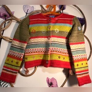Deux par Deux Multicolor Striped Kids Sweater